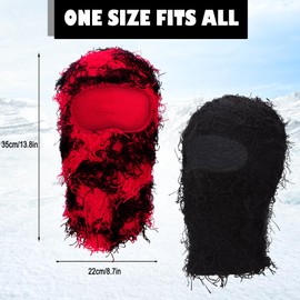 2 Pcs Distressed Balaclava Ski Mask, Knitted Full Face Windproof Neck Warmer Shiesty Mask for Winter Outdoor Cold Weather