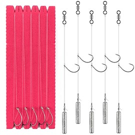 Dr.Fish 10 Pack Drog Shot Rig/ Texas Rig with Rolling Barrel Swivel Hook Leader Bullet Sinker Snell Fluorocarbon Fishing Line Sinker Plastic Worm for Bass Fishing Wacky Freshwater