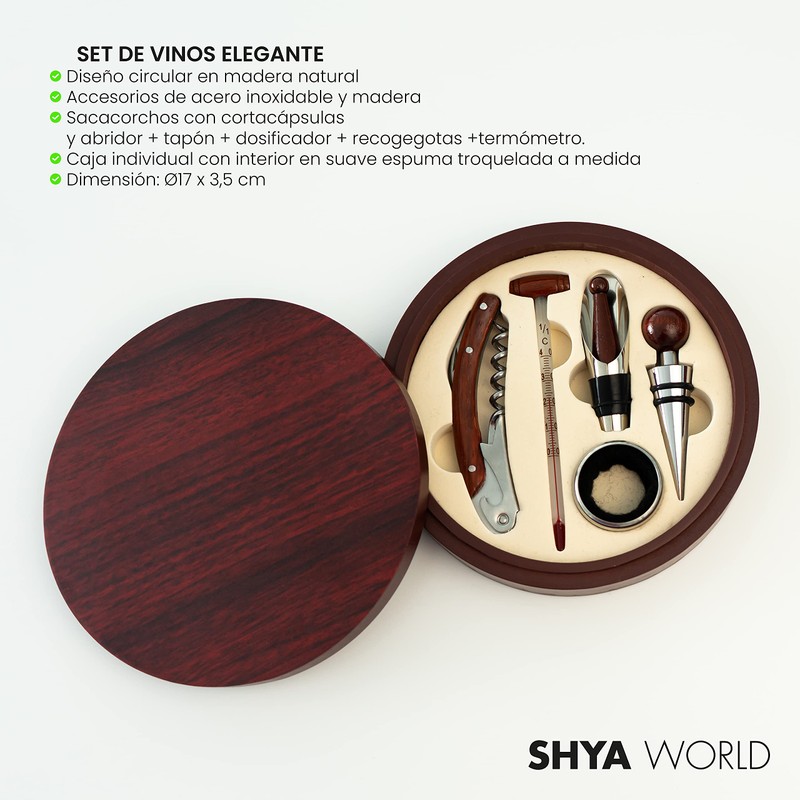 ShyaWorld Wine Accessories Gift Set Elegant Gift Case with Natural