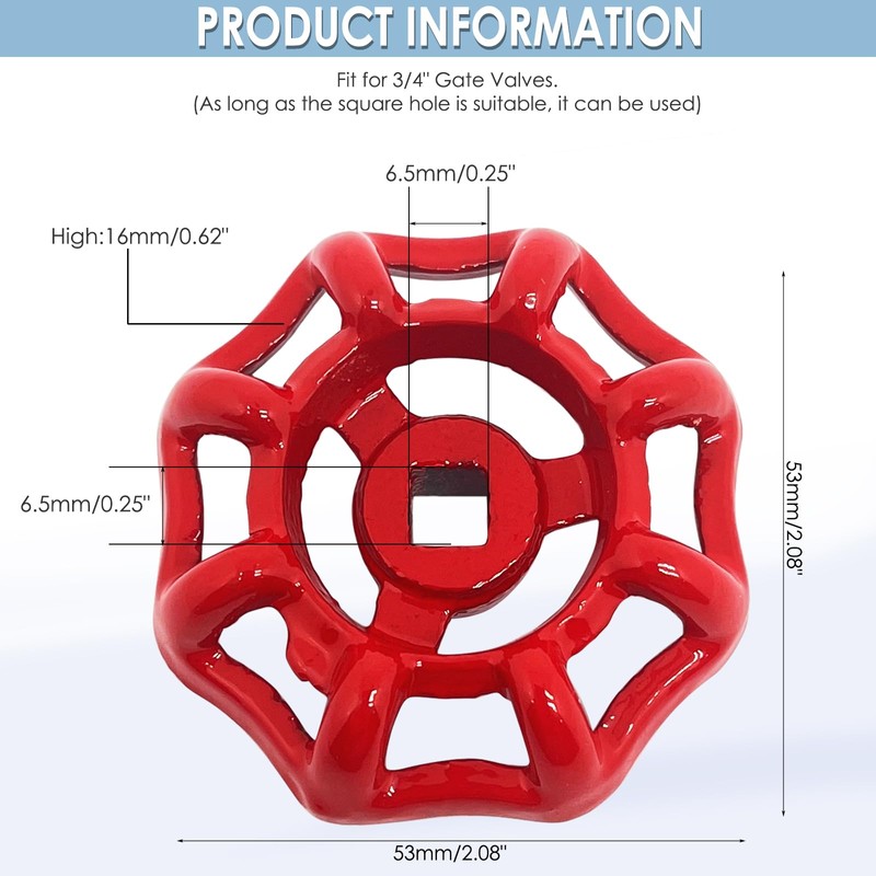 2pcs Replacement Gate Valve Handwheel,Round Wheel Valve Handle Replacement,for 3/4"