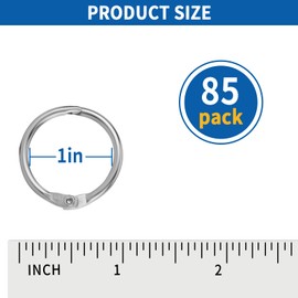Binder Rings 1 Inch 85 Pcs- Nickel Plated Silver Metal Rings for Index Cards & Key Rings- Loose Leaf Binder Rings for Book Rings, Paper Rings- Heavy Duty Ring Binder Clips for School Office, Home