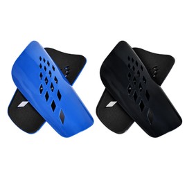 Topbuti 2 Pairs Soccer Shin Guards for Kids Youth and Adults, Breathable Soccer Shin Pads for Boy Girl Football Games, Protective Gear EVA Cushion for Men Women (Black & Blue, Large)