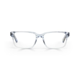 eyebobs Hugh Jass Premium Blue Light Reading Glasses for Women and Men | Rectangle Blue Light Blocking Computer Glasses | Grey Crystal Front and Temples | 1.25