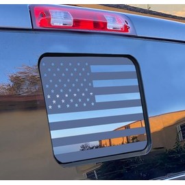 Xinghe for Ford F150 2015-2023 Rear Middle Window American Flag Decal, Flag Decal for Truck, Matte Black Rear Sliding Window Decal for Ford F150 Accessories