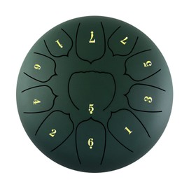Sunydog 6 Inch Steel Tongue Drum 11 Notes Handpan Drum with Drum Mallet Finger Picks Percussion for Meditation Yoga(Green)