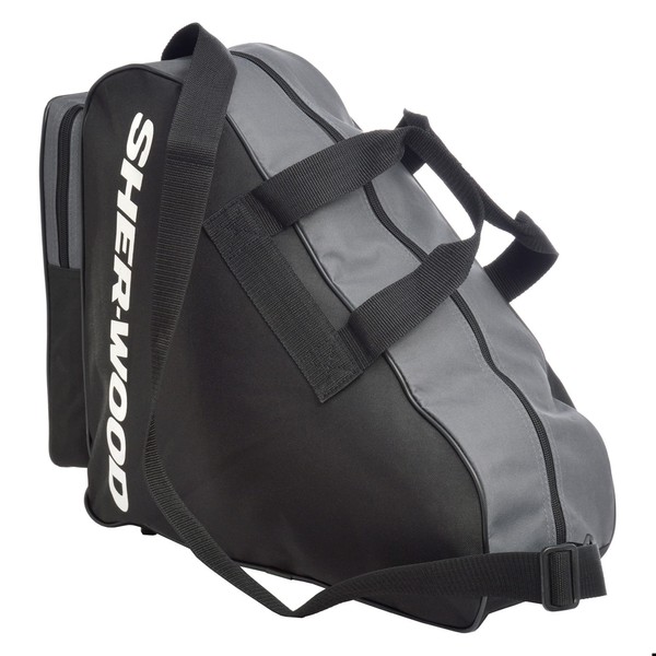 Sherwood - Ice Skate Bag with Handles, Inliner Bag, Ice Hockey Skate Bag with Zip and Practical Compartments, Includes Adjustable Carry Strap, black, 36 x 16 x 36 cm