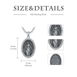 CEKAMA St Michael/St Christopher/St Benedict/St Jude/Jesus/Virgin Mary Necklace for Men & Women Sterling Silver Religion Amulet Pendant with 22+2/24+2 Inch Stainless Steel Chain Catholic Jewelry,