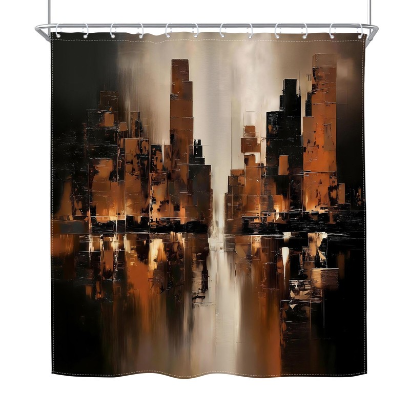 Black Brown Shower Curtain Masculine Dark Tan Bathroom Decor 72x72