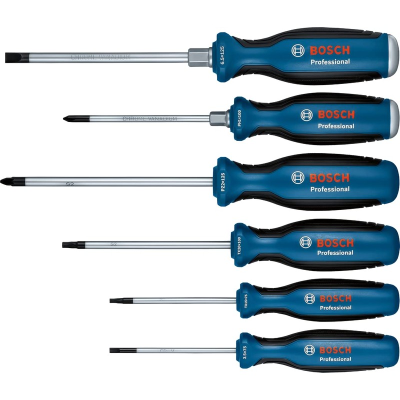 Bosch Professional 6-Pieces Screwdriver Set (incl. Phillips, Slotted, Torx, and