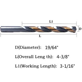 24PCS, 19/64", Black and Gold Twist Drill Bits