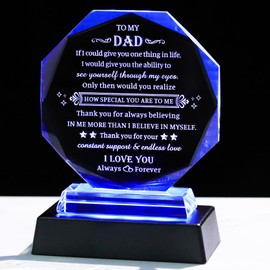 Movdyka Gifts for Dad from Daughter Son Crystal Keepsakes with LED Base Birthday Gift Ideas to My Dad Best Gifts for Dad Who Wants Nothing for Valentine's Day Christmas Thanksgiving Fathers Day