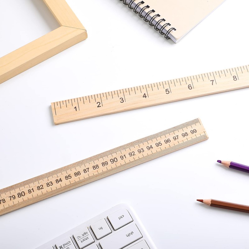 Treela 24 Pack 39 Inches Meter Stick Wood Ruler Economy