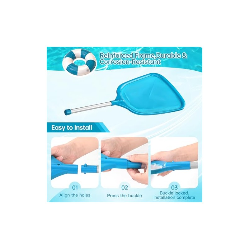HydraJoy Pool Skimmer Net - Durable Leaf Rake for Clean