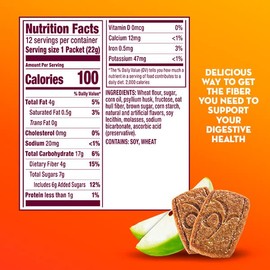 Metamucil Metamucil, Fiber Thins, Daily Psyllium Husk Fiber Supplement, Supports Digestive Health and Satisfies Hunger, Apple Crisp Flavor, 48 Total Servings (4 Packs of 12)