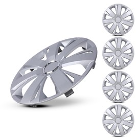 AUTOWIKI (4-Pack) Premium 16" Wheel Rim Cover Hubcaps OEM Style Replacement Snap On Car Truck SUV Hub Cap - 16 Inch Set, Abs,Steel, Acrylonitrile Butadiene Styrene(Silver)