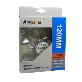 Autolizer CP-FAN-12025CR 120 mm Sleeve Bearing Silent Cooling Fan for Computer PC Cases, CPU Coolers and Radiators, Quite and Transparent, Clear (Red Quad 4-LEDs)