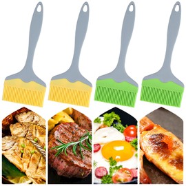 4 Stück Silikon Pinsel Breit,Hitzebeständige Pinsel,Extra Breiter Backpinsel,Extra Großer Silikon Pinsel,Hitzebeständig Kochpinsel zum Backen, Kochen und Grillen(Gelb, Grün)