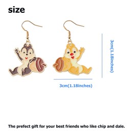 Cartoon Movie Merchandise Gift Chip Dale Lovers Gift Squirrel Earring Cartoon Character Gift WDW Fans Gift For Best Friends (CA-ChipDaleEarring)