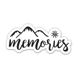 Memories Hike Explore Mountains - 3" Vinyl Sticker - for Car Laptop I-Pad Phone Helmet Hard Hat - Waterproof Decal