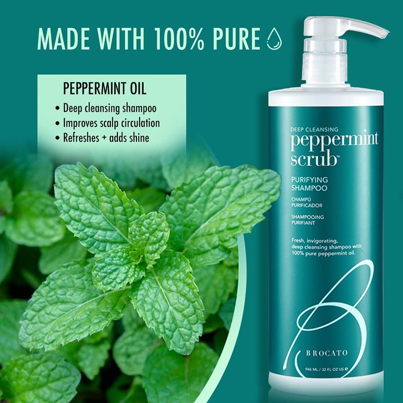 Brocato Peppermint Scrub Purifying Shampoo, Deep Cleansing, 32 Oz. |
