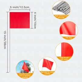 IKAYAS 4 * 5 Inch Red PVC Small Yard Flag Stake - 50 Pack Lawn & Garden Flags
