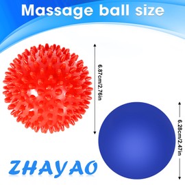 ZHAYAO 2 Pack Spiky Hard Massage Balls,Massage Lacrosse Balls for Myofascial Release, Trigger Point Therapy, Muscle Knots, and Yoga Therapy