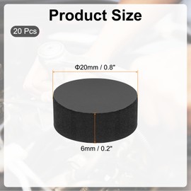 PATIKIL Rubber Solid Discs Washers, 20 Pcs 20mm OD x 6mm Thick Rubber Round Gasket Pad Bushings Spacer Washer for DIY Gasket Craft, Black