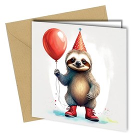 Funny Animal Greeting Cards, Birthday Party Invitations, Baby Shower Invitations, Wedding Invitations, Cute Birthday Card for Friend, Mum (#1604 Sloth)