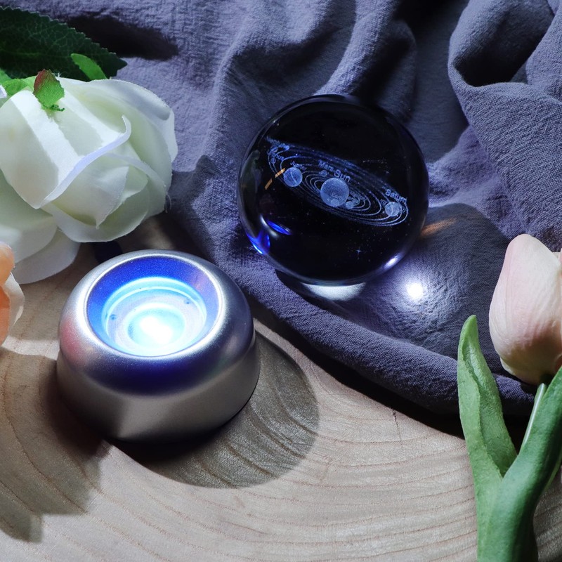 2.36" K9 Crystal 3D Solar System ball with LED Lamp