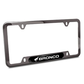 iPick Image Made for Ford Bronco Black Insert Gunmetal Chrome Stainless Steel License Plate Frame