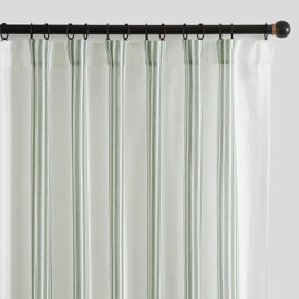 jinchan Striped Linen Blend Curtains 84 Inches Long for Living Room Sage Green Stripe Curtains Rod Pocket Semi Sheer Light Filtering Drapes for Bedroom Farmhouse Curtain Set 2 Panels