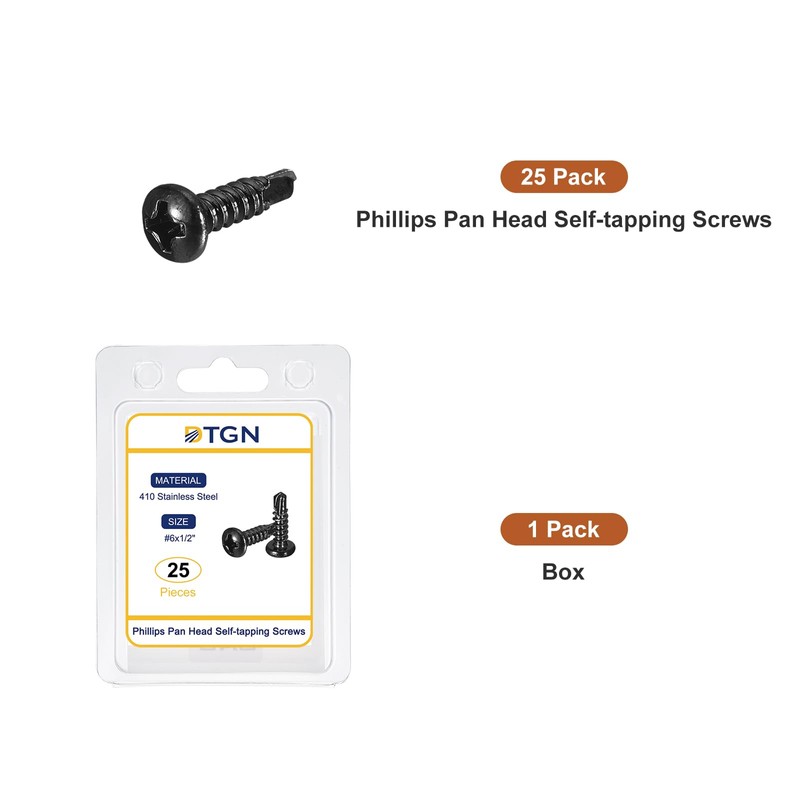 DTGN #6x1/2" Pan Head Self Drilling Screws - 25Pack -