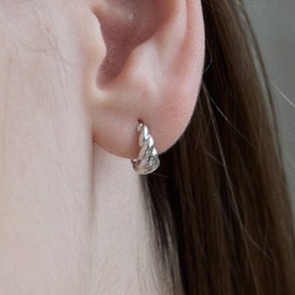 925 Silver Hob Twist One Touch Ring Earrings Gift Package / 925실버 호브 트위스트 원터치 링 귀걸이 선물패키지