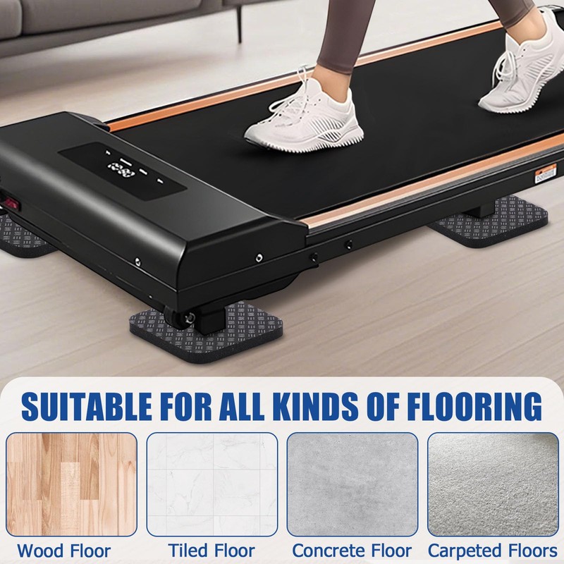TOBWOLF 4PCS Anti-Slip Treadmill Mats, 10MM Thick High Density Walking