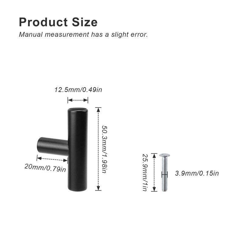 JANDH Small Stainless Steel Drawer Knobs Black Door Knobs Modern