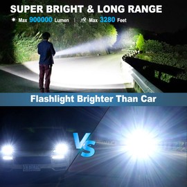 Flashlights High Lumens Rechargeable, 990000 Lumen Super Bright Flashlight 2 Pack, High Powered LED Flash Light with 5 Modes, IPX6 Waterproof Handheld Flashlights for Home Camping Gift
