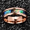 Vakki Abalone Shell Tungsten Wedding Bands with Faceted Edges 8mm