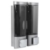 200MLx2 Silver DoubleHead Soap Dispenser WallMounted Manual Shampoo Dispensers