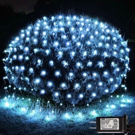 OYCBUZO 300LED White Net Lights, 14.8ft x 5ft Connectable Christmas Outdoor Mesh Lights with 8 Lighting Modes, Waterproof Fairy Lights Plug in for Bushed Xmas Tree Holiday Party Garden Decoration