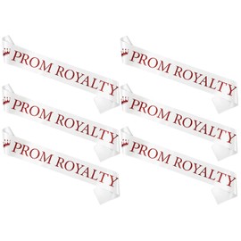 Ashaqshnglee Prom Royalty Sash Set of 6, Prom Royalty Sashes White and Red, School Dance Graduation Party School Party Accessories, Prom Sashes for Prom Court, High School Dance, Party, Costume, Event
