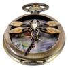 Brown Diamond-Encrusted Dragonfly Quartz Pocket Watch,Charming Necklace Women's Pendant Chain