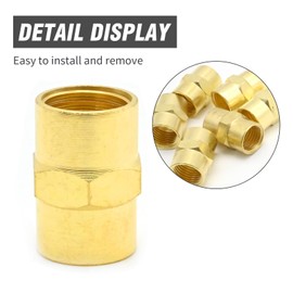 UOIENRT 8PCS 1/4 NPT Internal Thread, 1/4 NPT Internal Thread Solid Brass Threaded Pipe Fittings, Heavy-Duty Hex Straight Coupling Adapter Used to Connect Various Pipes