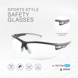 Riley Sisini Sport Style Safety Glasses, Anti Fog Scratch and Imapct Resistant, Wrap Around Lenses EN166 Certified Protective Glasses for DIY, Grinding, Construction