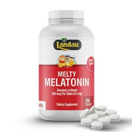 LANDAU Melty - Tabletas de melatonina de disolución rápida, te ayudan a conciliar el sueño más rápido, fácil de tomar, se disuelve en la boca, sabor a
