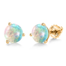 Gem Stone King 14K Yellow Gold Martini Earrings | 3 Prong Screw Back Stud Earrings For Women Men | Round 6MM | Gemstone Birthstone | Gold Earrings For Women Men