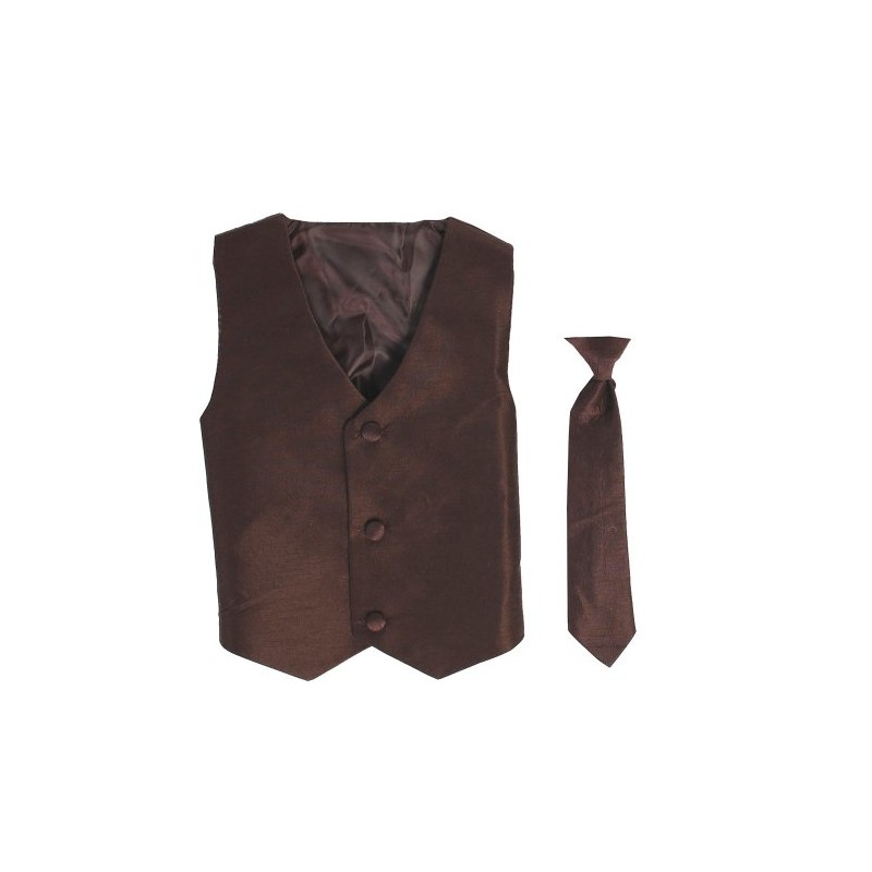 Vest and Clip On Baby Boy Necktie set - BROWN