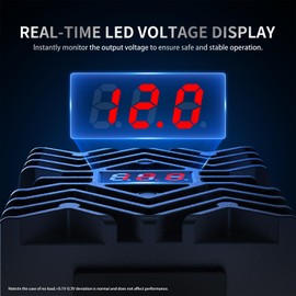 LED Display & MCU DC 24V to 12V Converter with Inline Fuse on Cable, Thick 16AWG Wires, Waterproof Voltage Regulator for Car, CCTV, GPS