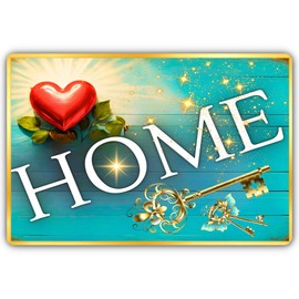 Home Sign House Welcome Decorative Plaque – Metal Wall Décor, Front Door Accessories, Hallway, Family & Friends, Indoor/Outdoor 30cm x 20cm (Home Retro)