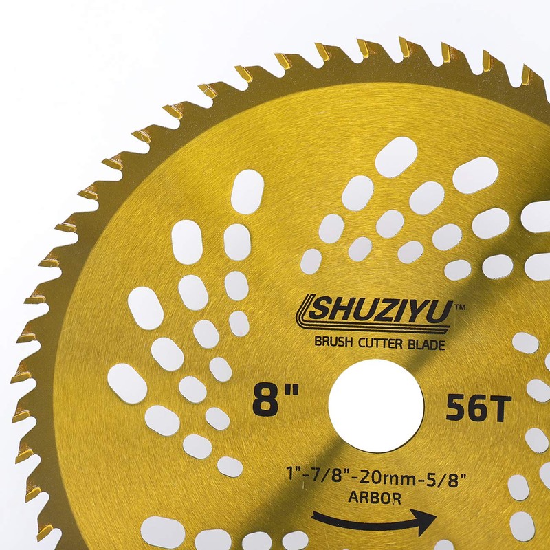 LSHUZIYU, 8"-56T. 1" Arbor with Washer Adapter 7/8"-20mm-5/8, Brush Cutter