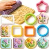 7Pcs Baking Cookie Cutters Shapes Flower Texture Roller Star Round